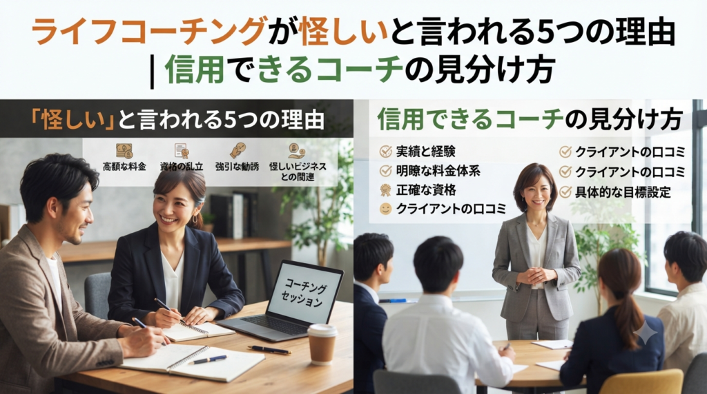ライフコーチングが怪しいと言われる5つの理由｜信用できるコーチの見分け方