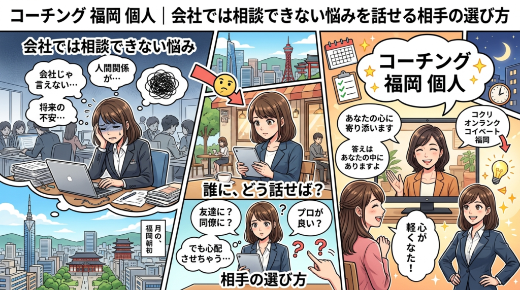 コーチング 福岡 個人｜会社では相談できない悩みを話せる相手の選び方