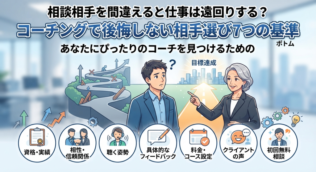 相談相手を間違えると仕事は遠回りする？コーチングで後悔しない相手選び7つの基準