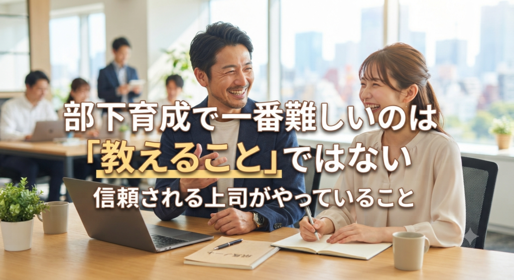 部下育成で一番難しいのは「教えること」ではない｜信頼される上司がやっていること