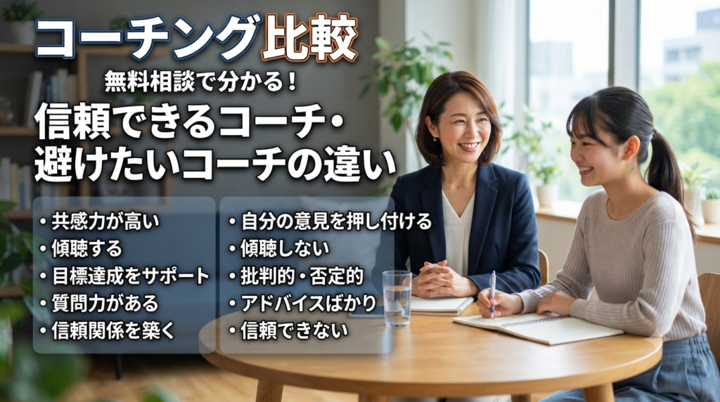 コーチング比較｜無料相談で分かる！信頼できるコーチ・避けたいコーチの違い